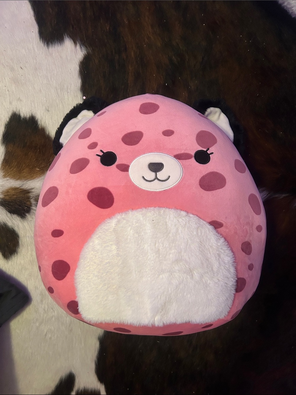 Pink Polka Dot Plush Animal Pillow Squish Mallow.